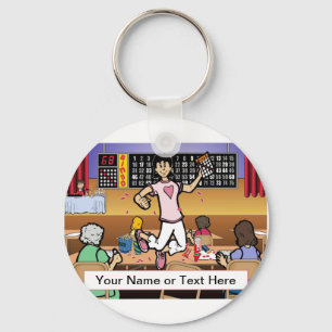 Personalized Bingo Player - Female Cartoon Keychain
