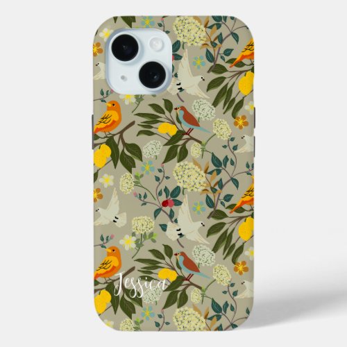 Personalized Bird and Wildflower Phone case