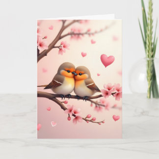 Personalized Bird Couple Valentine  Holiday Card