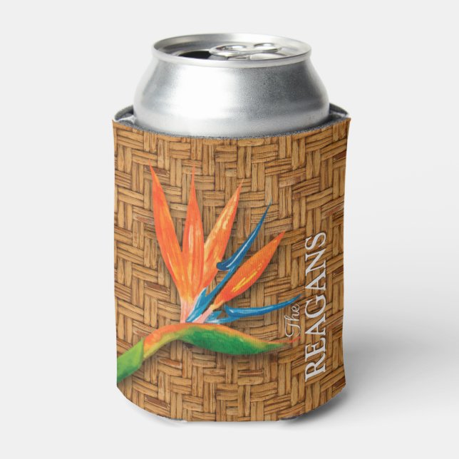 Personalized Bird of Paradise Tropical Can Cooler (Can Front)