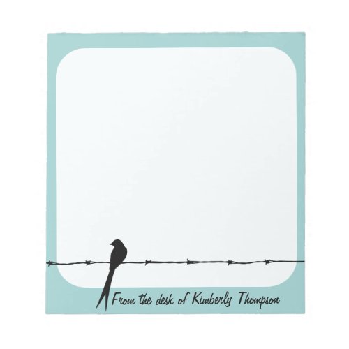 Personalized Bird On Barbed Wire Notepad