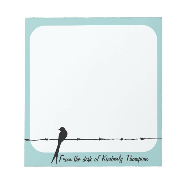Personalized Bird On Barbed Wire Notepad (Front)