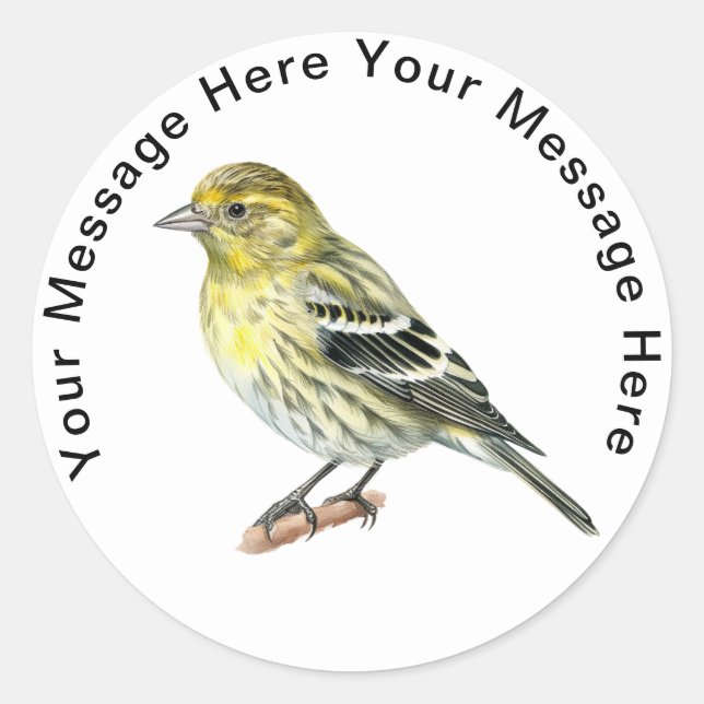 Personalized Bird  Stickers Pine Siskin (Front)