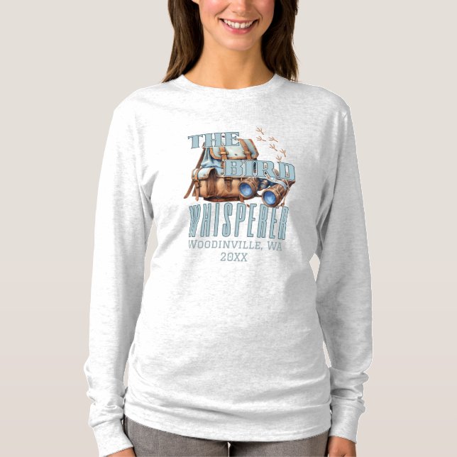 Personalized Bird Watching Location Date Name T-Shirt (Front)