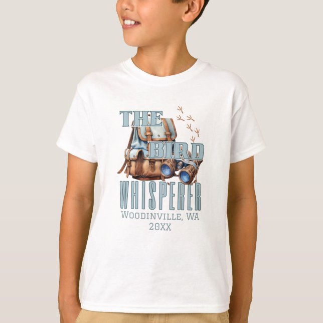 Personalized Bird Watching Location Date Name T-Shirt (Front)