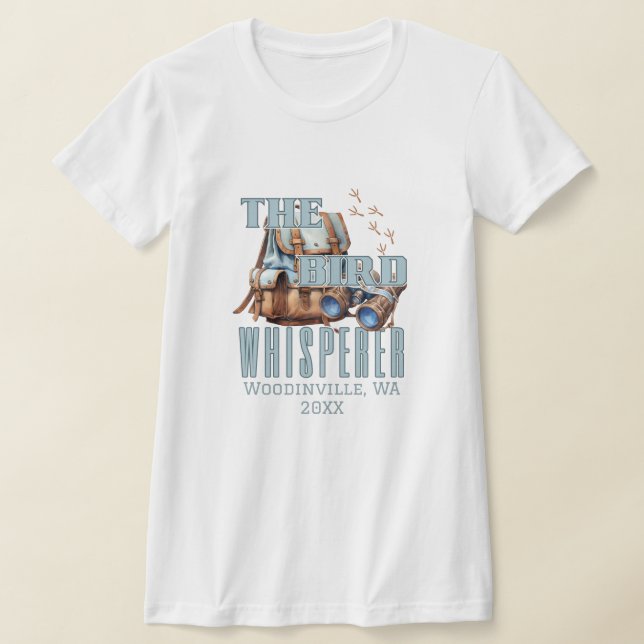 Personalized Bird Watching Location Date Name T-Shirt (Laydown)
