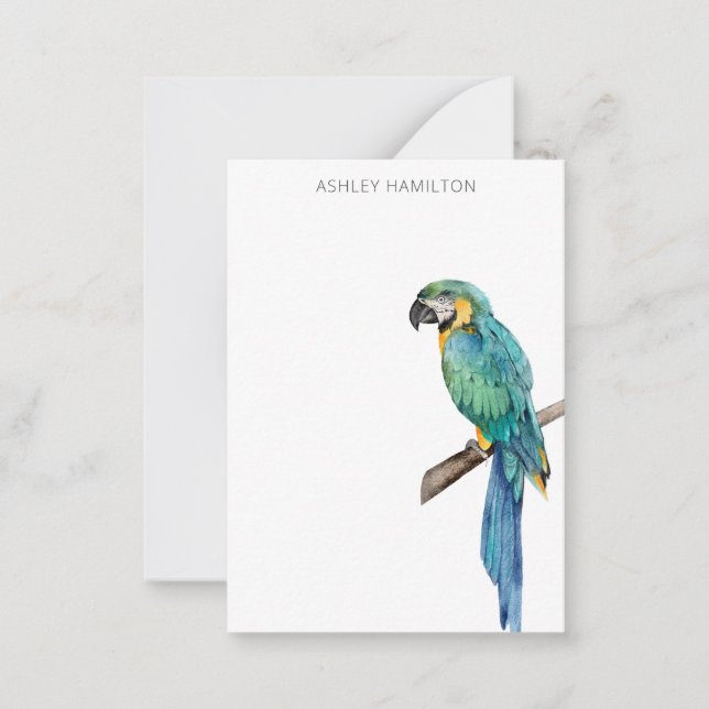 Personalized Bird Watercolor Note Card (Front)