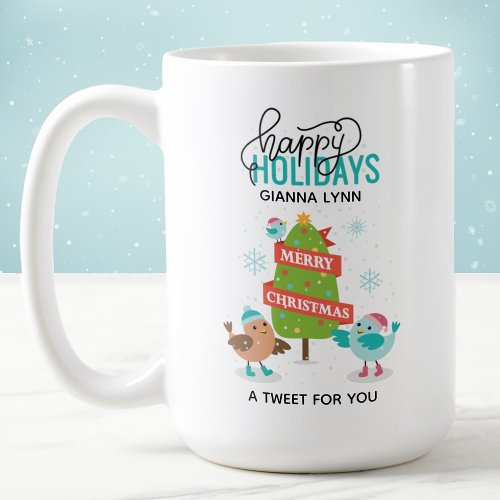 Personalized Birds Christmas Coffee Mug