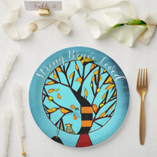 Personalized Birds in Tree Breast Cancer Paper Plates