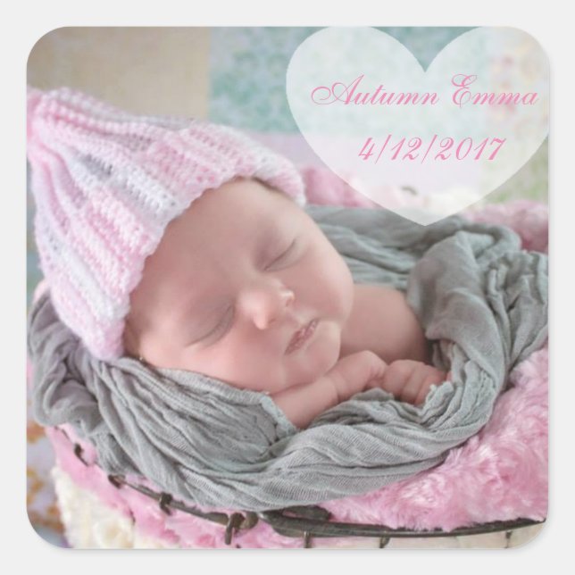 Personalized Birth Announcement Baby Photo Sticker (Front)