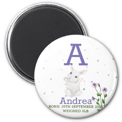Personalized birth announcement magnet