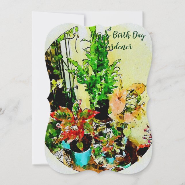 Personalized Birth-Day Garden Watercolor Card (Front)