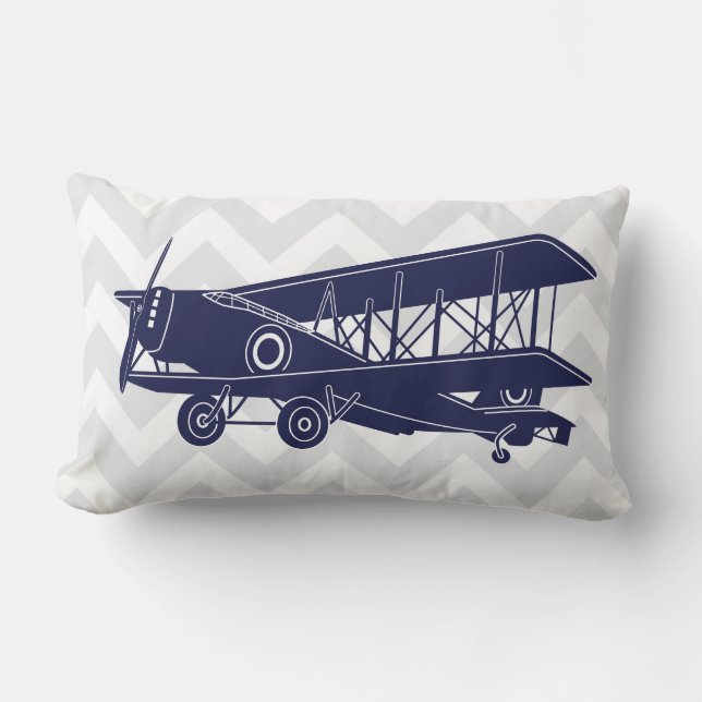 Personalized Birth Details Airplanes Lumbar Pillow (Front)