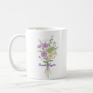 Personalized Birth Flower Chrysanthemum Custom Coffee Mug