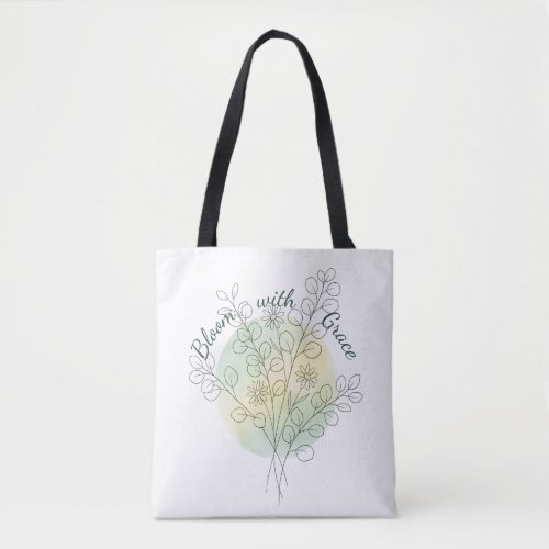 Personalized Birth Flower Custom Name Floral Tote Bag