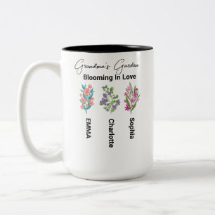Personalized Birth Flower Gift, Grandma's Garden Two-Tone Coffee Mug