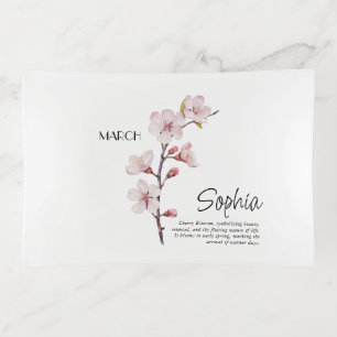 Personalized Birth Flower March Trinket Tray