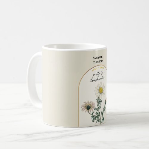 Personalized Birth Flower Month April Daisy Coffee Mug