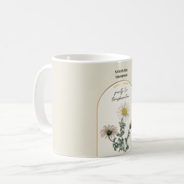 Personalized Birth Flower Month April Daisy Coffee Mug (Front Left)