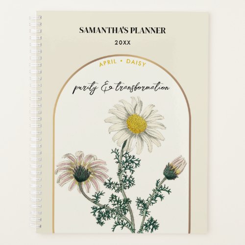 Personalized Birth Flower Month April Daisy  Planner