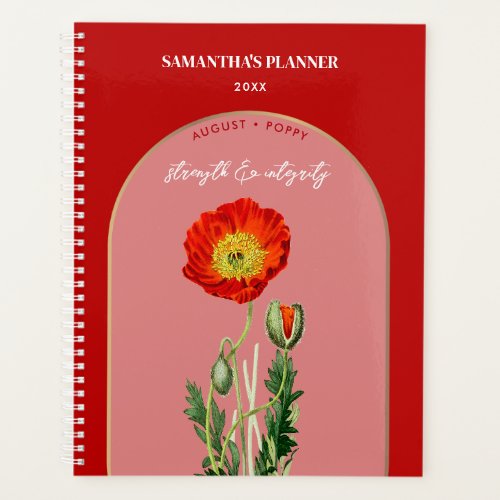 Personalized Birth Flower Month August Poppy  Planner