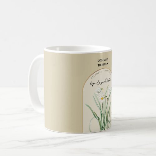 Personalized Birth Flower Month December Narcissus Coffee Mug