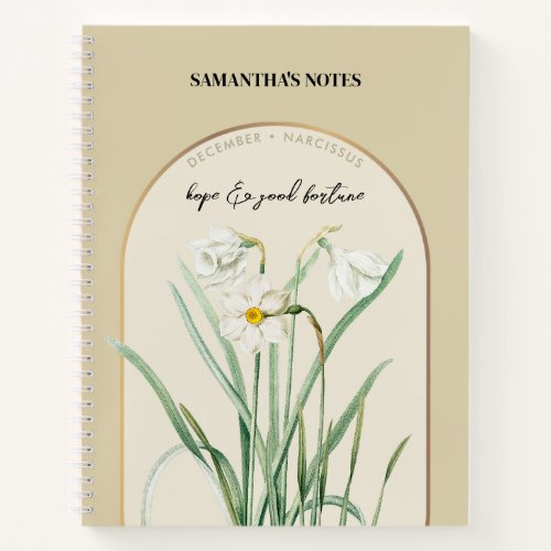 Personalized Birth Flower Month December Narcissus Notebook