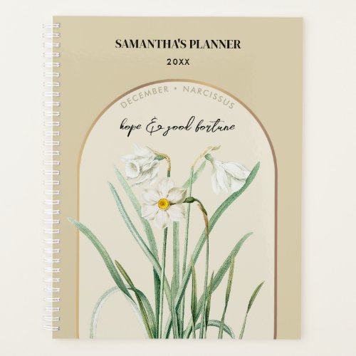 Personalized Birth Flower Month December Narcissus Planner