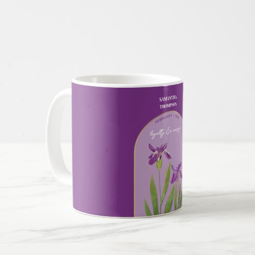 Personalized Birth Flower Month February Iris  Coffee Mug