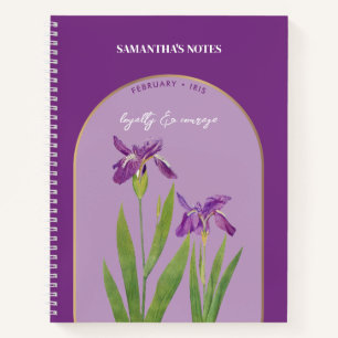 Personalized Birth Flower Month February Iris Notebook