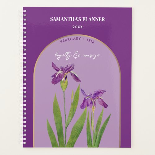 Personalized Birth Flower Month February Iris  Planner