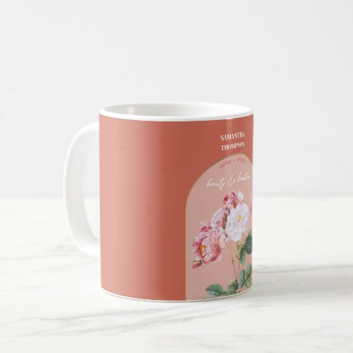 Personalized Birth Flower Month June Rose  Coffee Mug