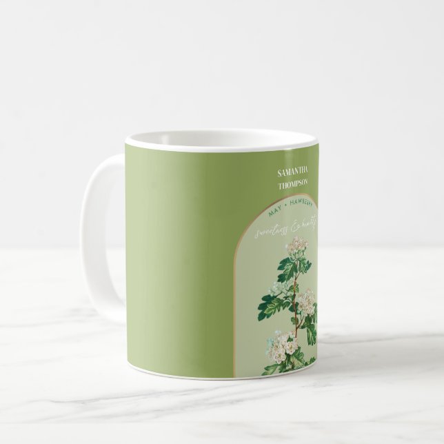Personalized Birth Flower Month May Hawberry Coffee Mug (Front Left)