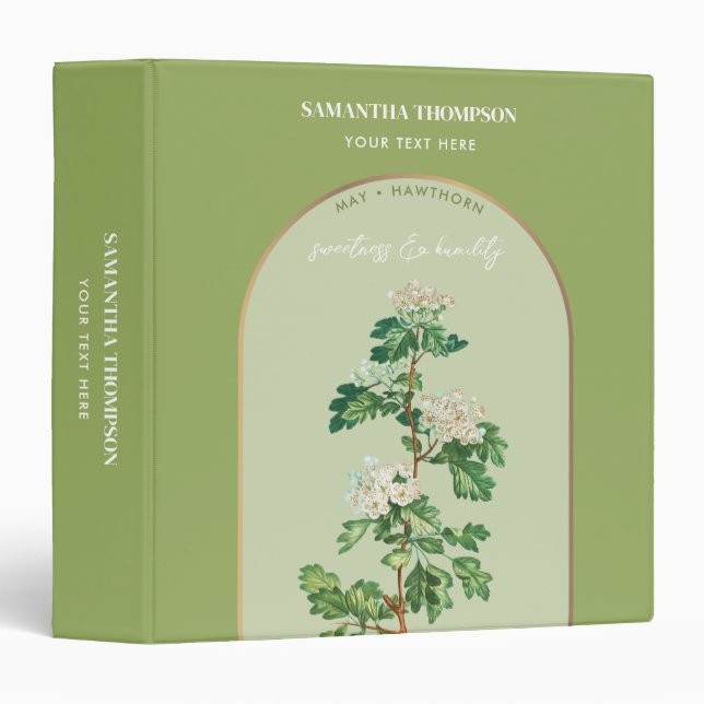 Personalized Birth Flower Month May Hawthorn 3 Ring Binder (Front/Spine)