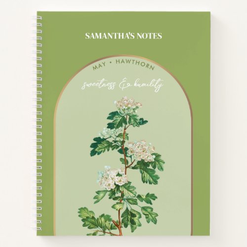 Personalized Birth Flower Month May Hawthorn Notebook