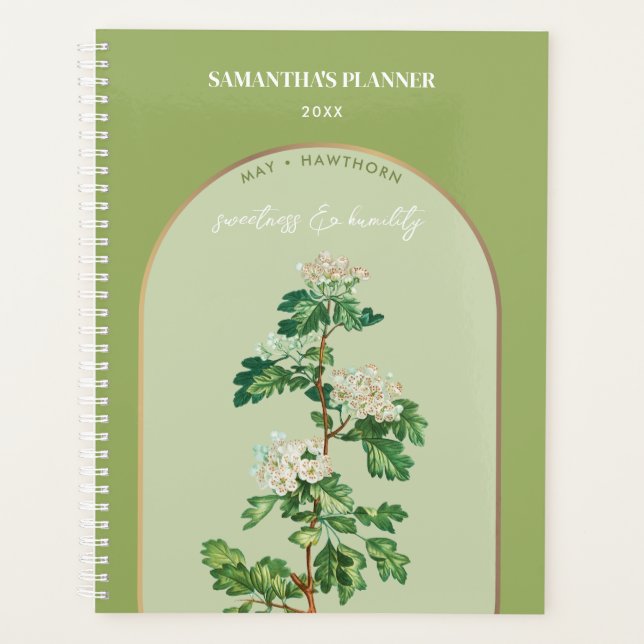 Personalized Birth Flower Month May Hawthorn  Planner (Front)