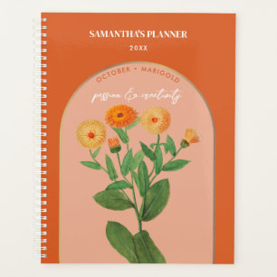 Personalized Birth Flower Month October Marigold Planner