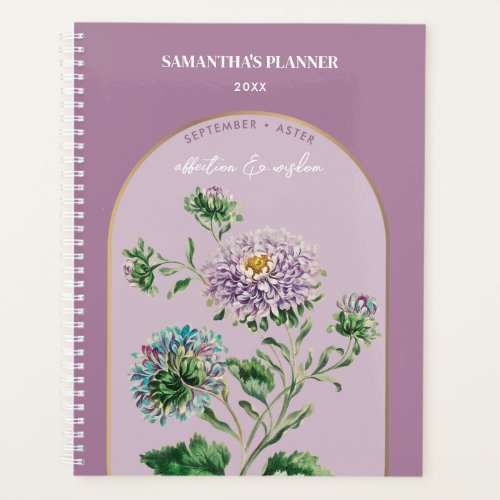 Personalized Birth Flower Month September Aster  Planner