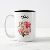 Personalized Birth Flower Mug - Custom Name Floral