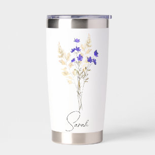 Personalized Birth Flower Tumbler, Bridesmaid Prop Insulated Tumbler