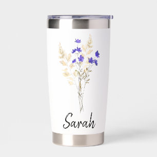 Personalized Birth Flower Tumbler, Bridesmaid Prop Insulated Tumbler
