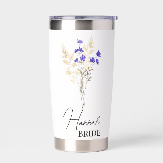 Personalized Birth Flower Tumbler, Custom Birth Fl Insulated Tumbler (Left)
