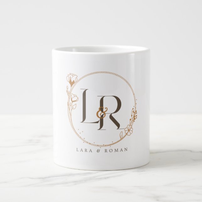 Personalized Birth Flower Tumbler With Name Giant Coffee Mug (Front)