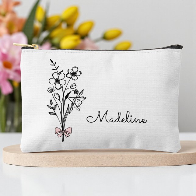 Personalized Birth Month Flower Accessory Pouch (Creator Uploaded)