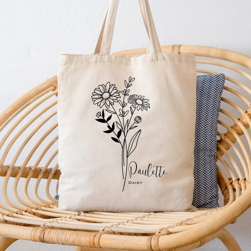 Personalized Birth Month Flower April Boho Tote Bag