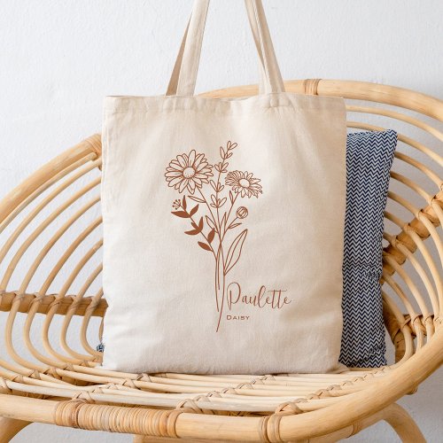 Personalized Birth Month Flower April Rust   Tote Bag