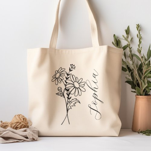 Personalized Birth Month Flower April Tote Bag