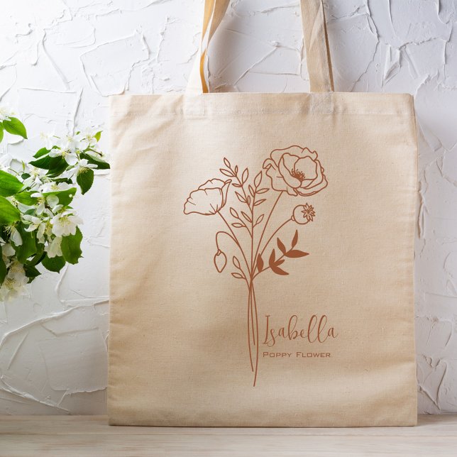 Personalized Birth Month Flower August Boho Rust Tote Bag (Creator Uploaded)