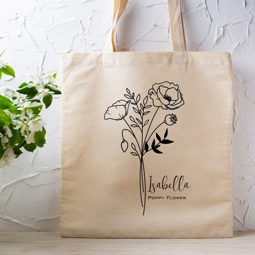 Personalized Birth Month Flower August Boho Tote Bag