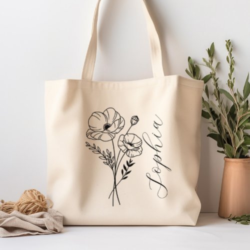 Personalized Birth Month Flower August Tote Bag